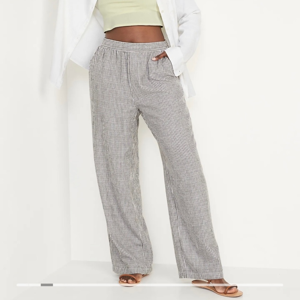 Old Navy High Waisted Striped Linen Pants